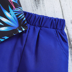 Summer New Boys' Short-sleeved Printed Shirt And Shorts Two-piece Set