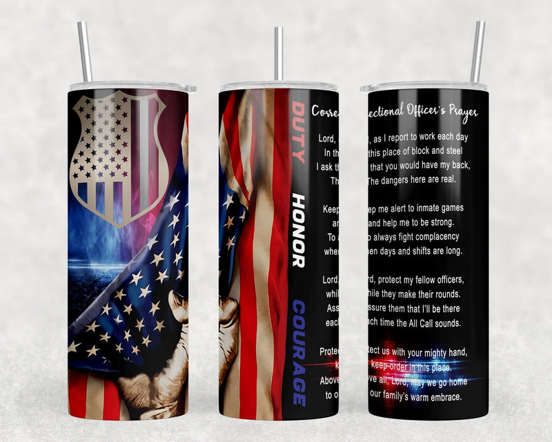 Correctional Officers Prayer|Skinny Tumbler|Optional Bluetooth Speaker| Speaker Color Varies by Rowdy Ridge Co