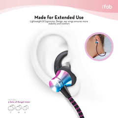 iFab Wireless Neckband Earbuds with Microphone and Control Buttons
