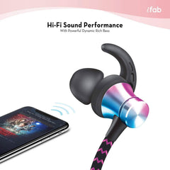 iFab Wireless Neckband Earbuds with Microphone and Control Buttons