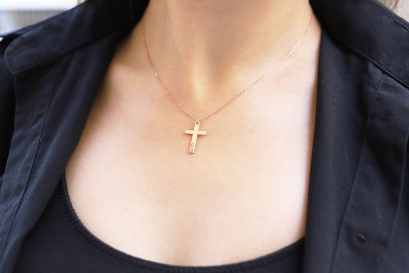 Gleam & Grace Custom Gold Cross Necklace - Dainty 14Kt Gold Filled Design for Meaningful Gifts