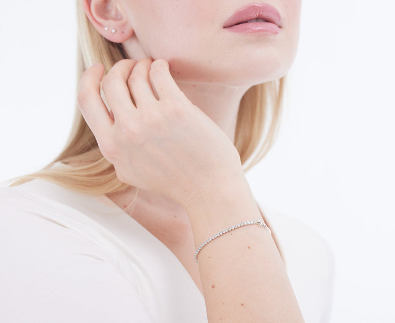 Sterling Silver Waterway Tennis Bracelet - Dazzling CZ Pave White Diamonds