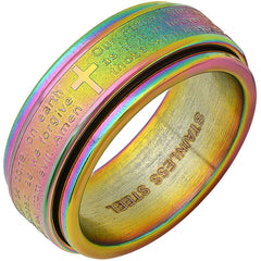 Men's Multi-IP Stainless Steel Prayer Spinner Ring