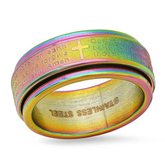 Men's Multi-IP Stainless Steel Prayer Spinner Ring