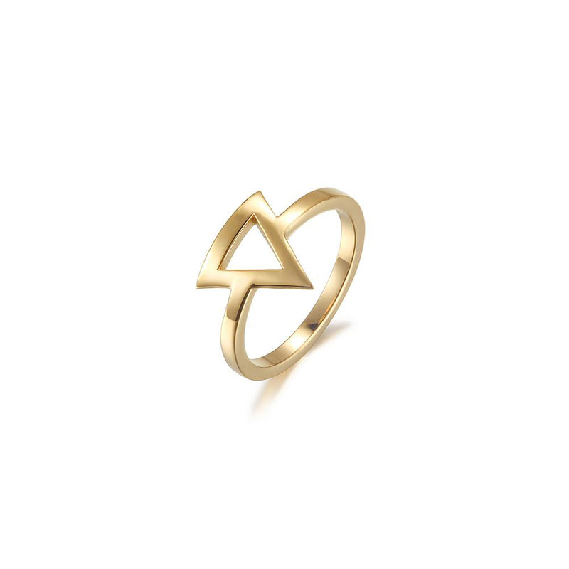 Minimalist Gold Triangle Ring For Women Adjustable Band