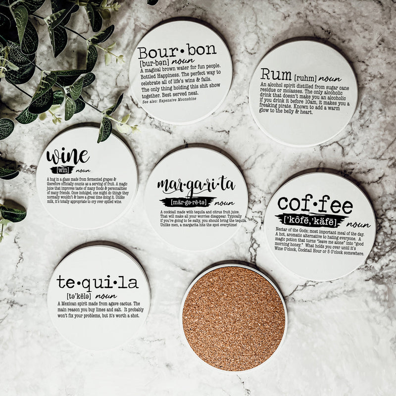 Funny Drink Definition Coasters Set Dictionary Quote Coasters For Bar And Countertop Decor