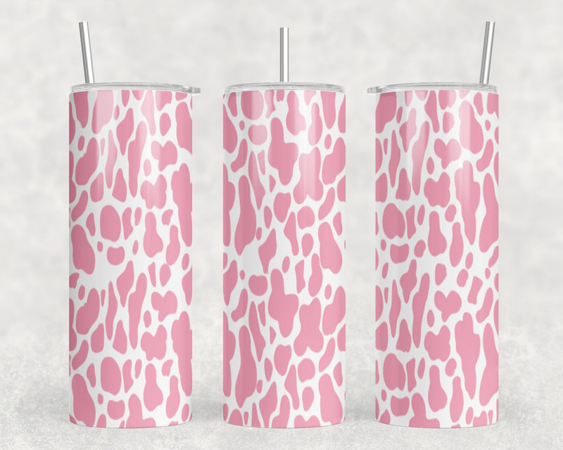 Pink Cow Print|Skinny Tumbler|Optional Bluetooth Speaker| Speaker Color Varies by Rowdy Ridge Co