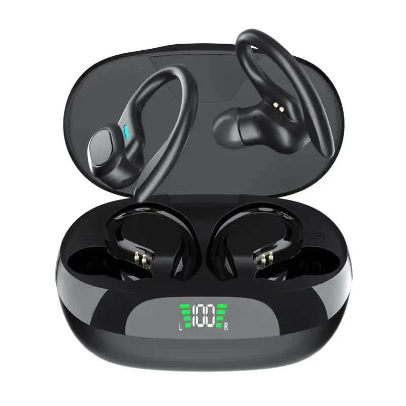 SP16 Wireless Earbuds Headphones with Microphone, Sports Earhook and LED Display Charging Case