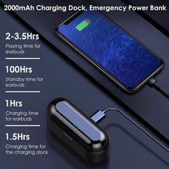 True Wireless V5.0 Earbuds with LED Display Magnetic Charging Dock