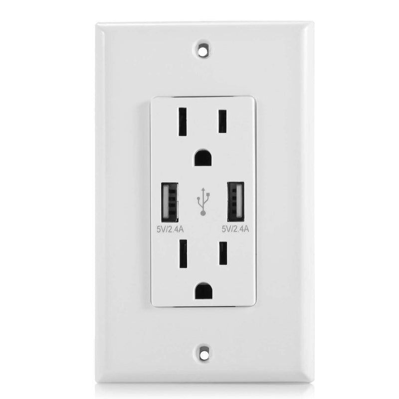 USB Wall Outlet Dual 2.4A USB Wall Charger